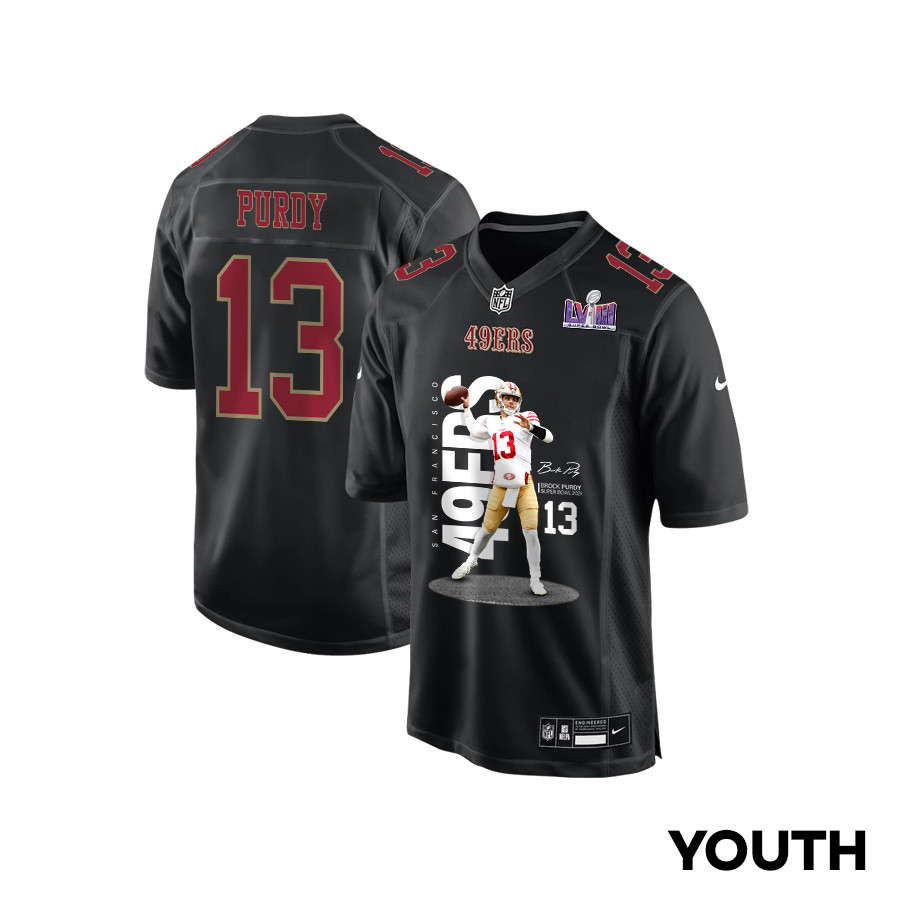 Brock Purdy #13 San Francisco 49ers Game Jersey - Youth | Carbon Black