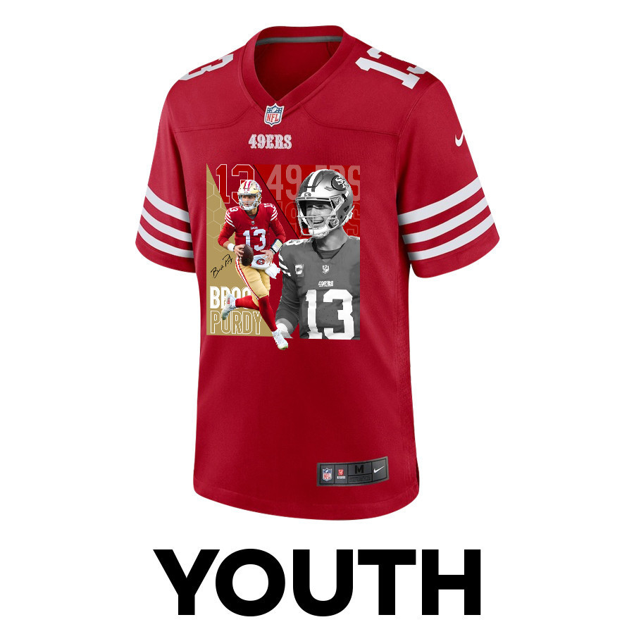 Alternative view of Brock Purdy #13 San Francisco 49ers Game Jersey - Youth | Scarlet