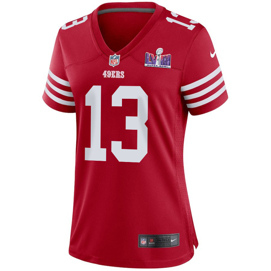 Alternative view of Brock Purdy #13 San Francisco 49ers Super Bowl LVIII Patch Game Jersey - Women's | Scarlet
