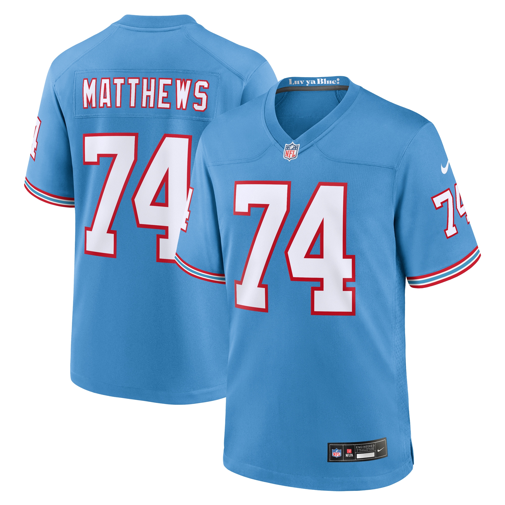 Bruce Matthews Light Tennessee Titans Throwback Game Jersey - Men's