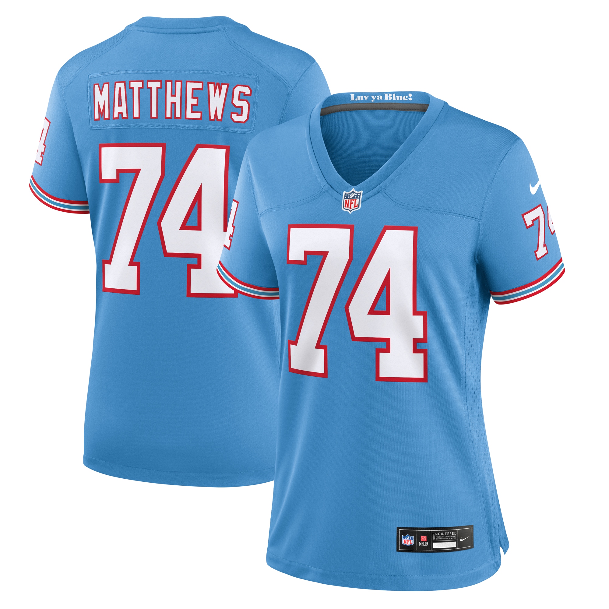 Bruce Matthews Light Tennessee Titans Throwback Game Jersey - Women's