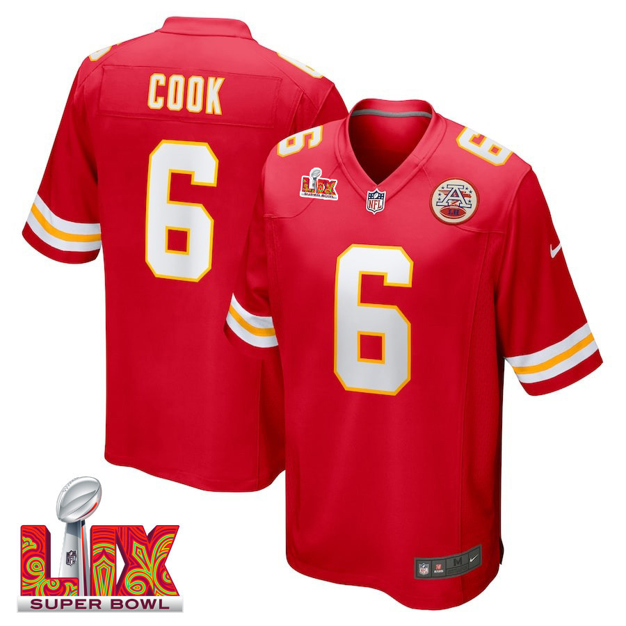 Bryan Cook #6 Kansas City Chiefs Super Bowl LIX Game Jersey - Men's | Red