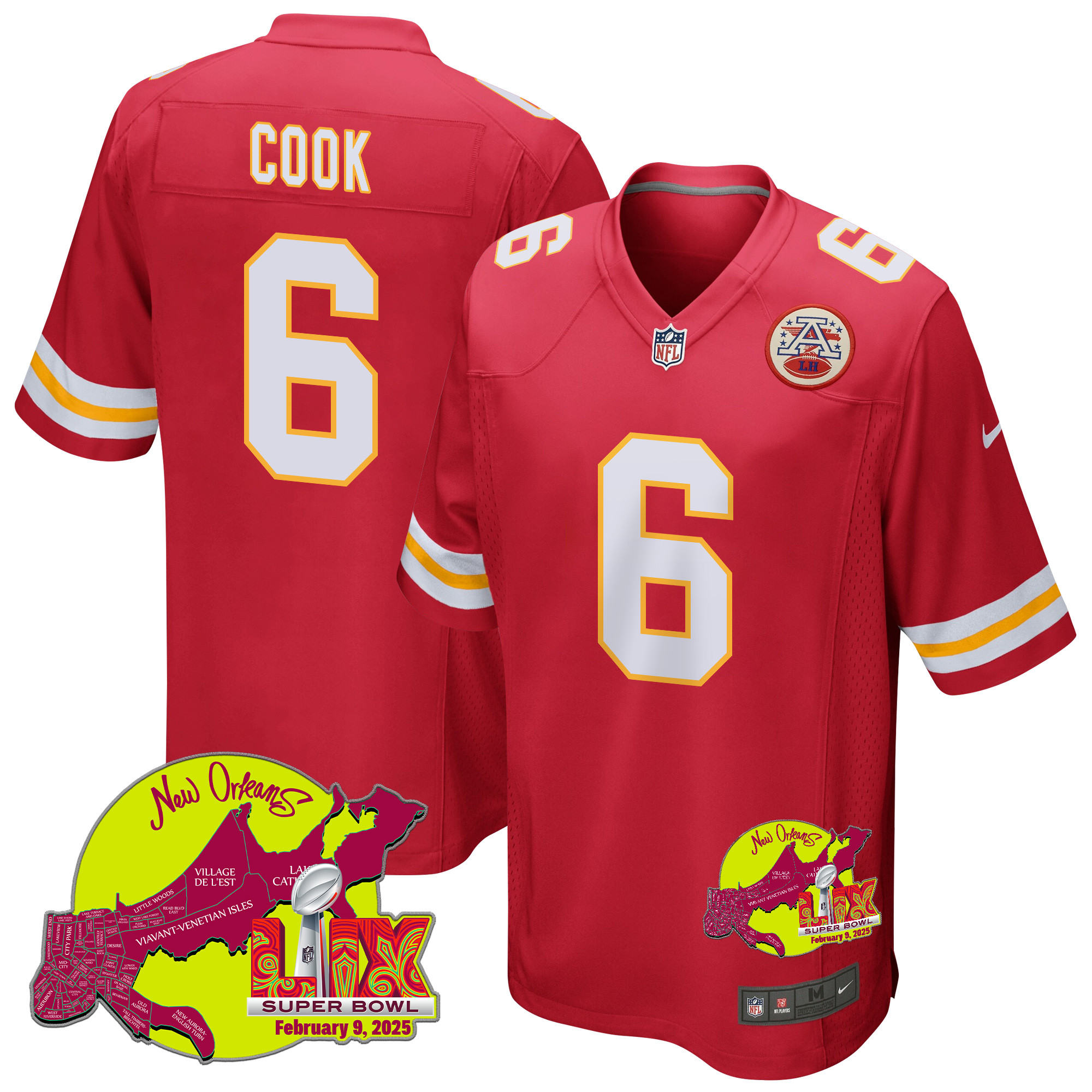 Bryan Cook #6 Kansas City Chiefs Super Bowl LIX Game Jersey - Men's | Red