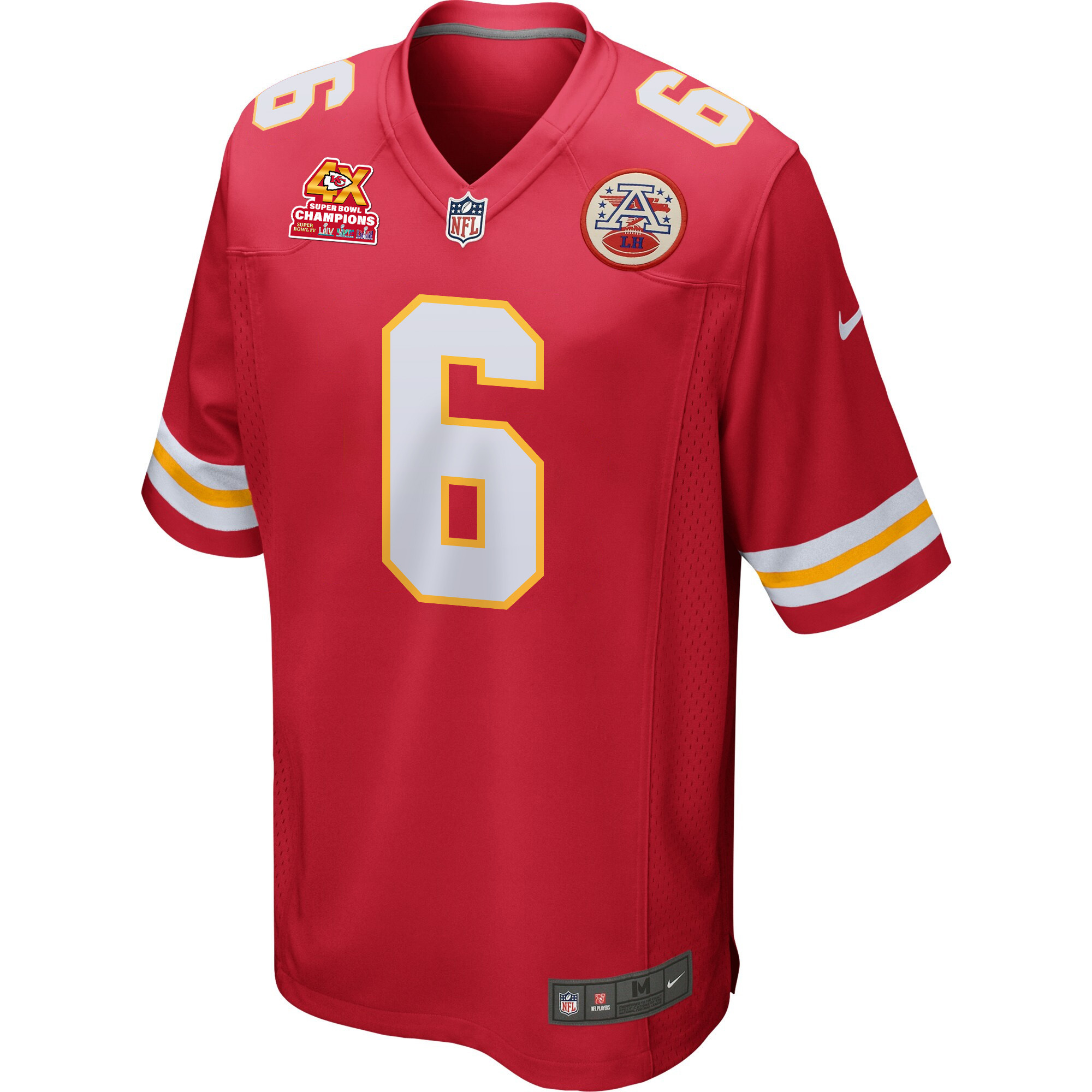 Alternative view of Bryan Cook #6 Kansas City Chiefs Super Bowl LVIII Champions 4X Game Jersey - Men's | Red