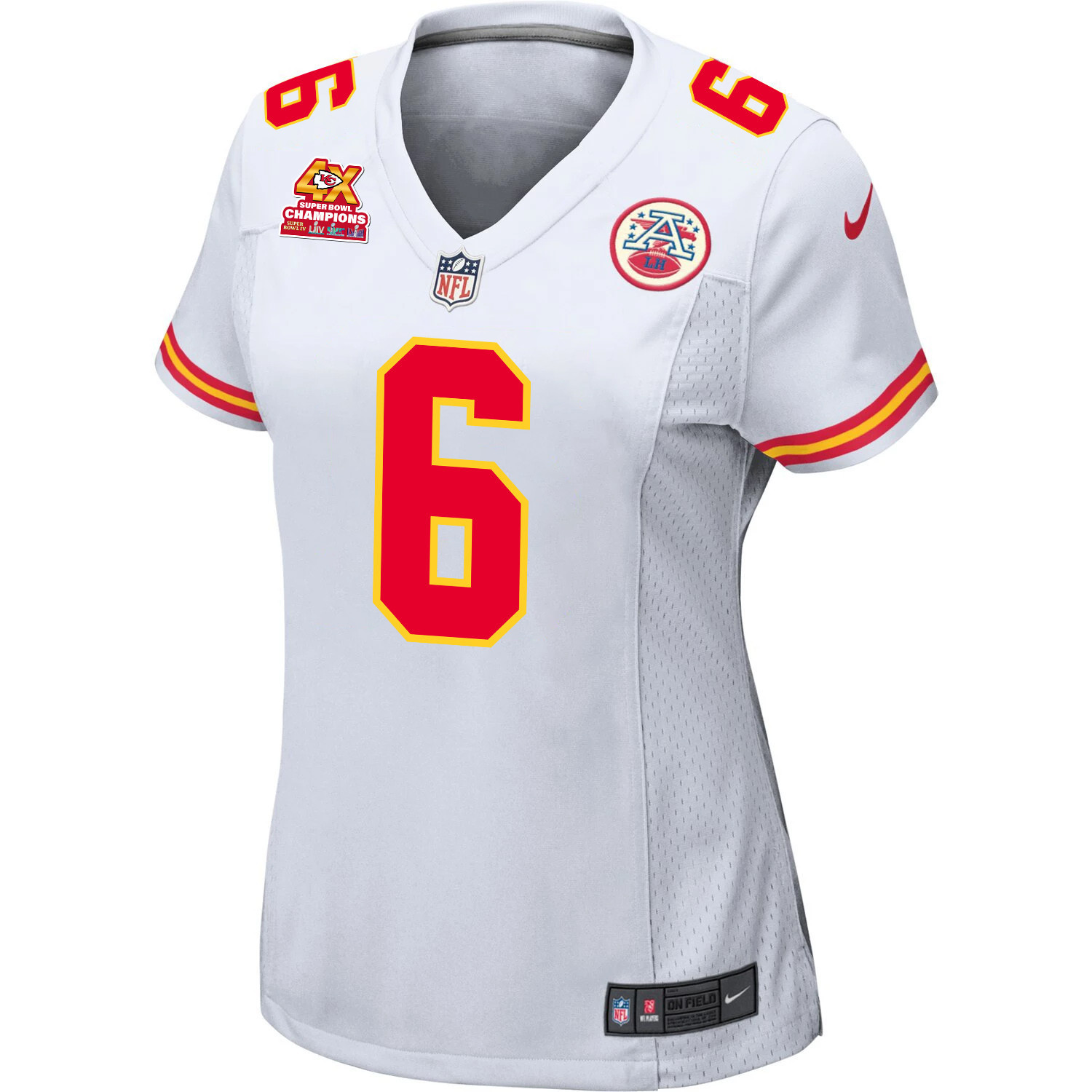 Alternative view of Bryan Cook #6 Kansas City Chiefs Super Bowl LVIII Champions 4X Game Jersey - Women's | White