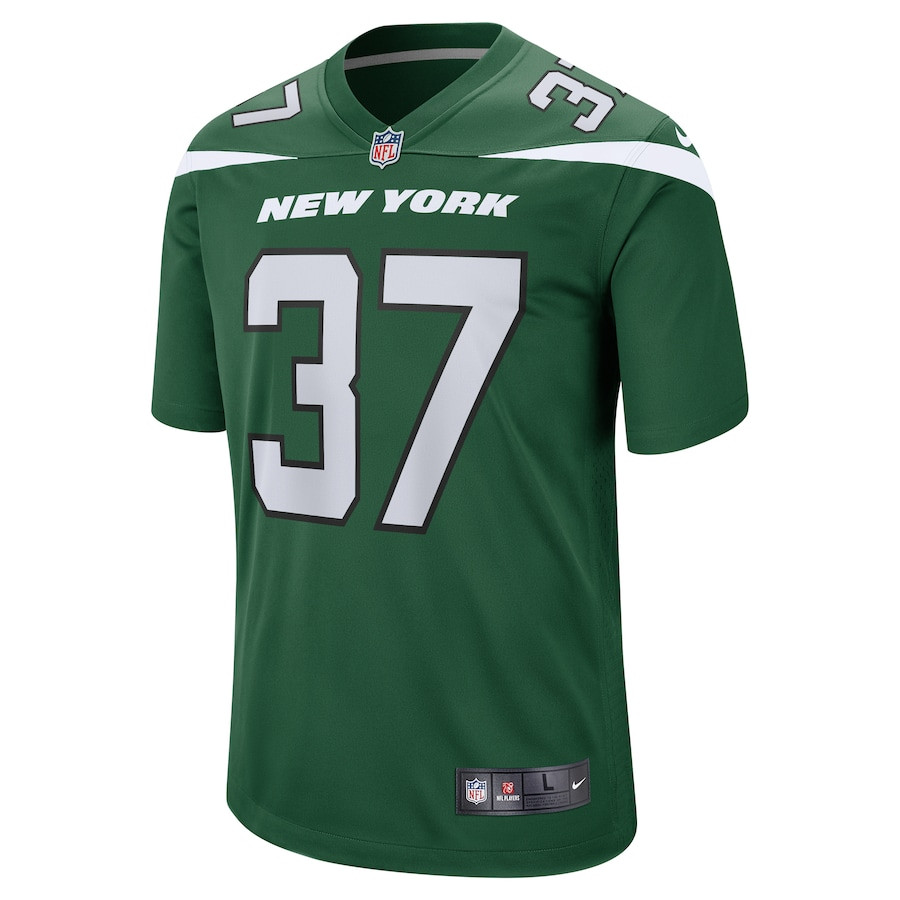 Alternative view of Bryce Hall #37 New York Jets Game Jersey - Men's | Gotham Green