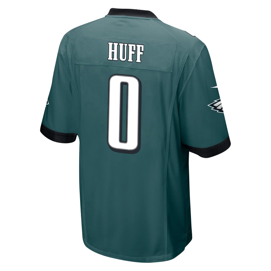 Alternative view of Bryce Huff #0 Philadelphia Eagles Super Bowl LIX Champions Patch Game Jersey - Men's | Midnight Green