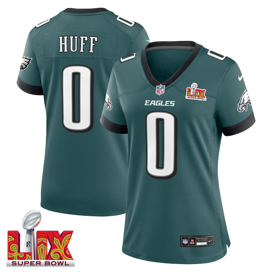 Bryce Huff #0 Philadelphia Eagles Super Bowl LIX Game Jersey - Women's | Midnight Green