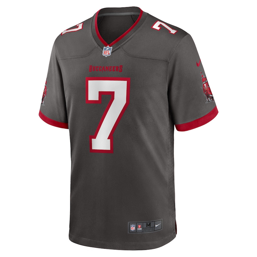 Alternative view of Bucky Irving #7 Tampa Bay Buccaneers Alternate Game Jersey - Men's | Pewter