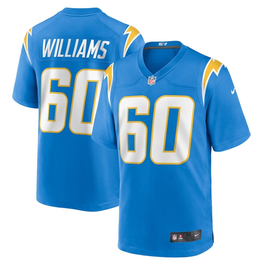 Bucky Williams #60 Los Angeles Chargers Game Jersey - Men's | Powder Blue