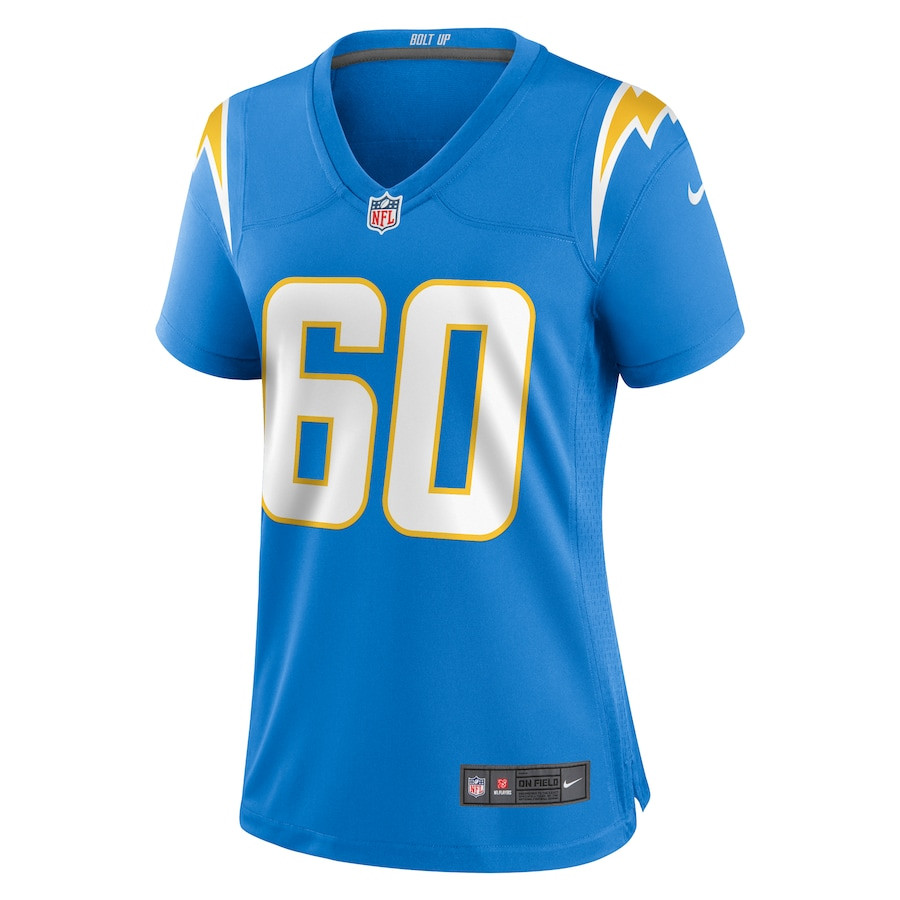 Alternative view of Bucky Williams #60 Los Angeles Chargers Game Jersey - Women's | Powder Blue