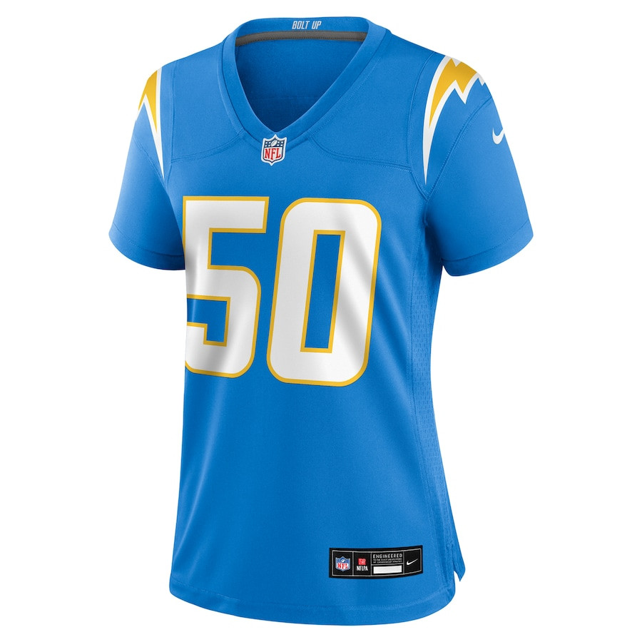 Alternative view of Caleb Murphy #50 Los Angeles Chargers Game Jersey - Women's | Powder Blue