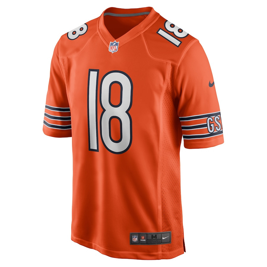 Alternative view of Caleb Williams #18 Chicago Bears Alternate Game Jersey - Men's | Orange