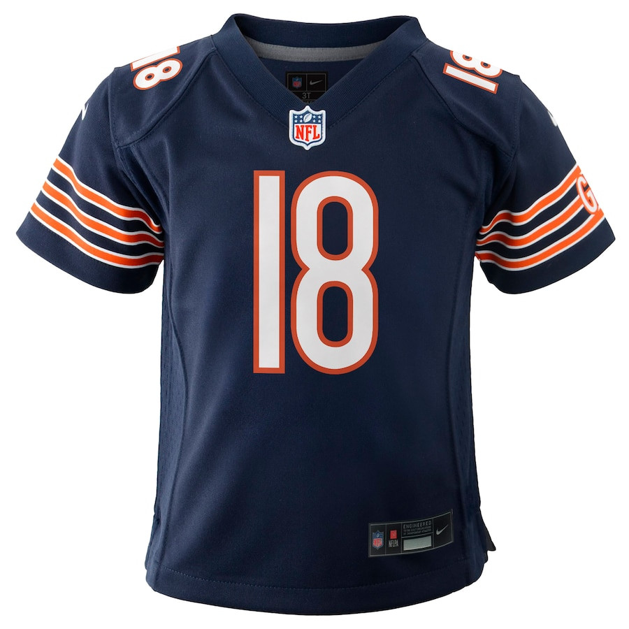 Alternative view of Caleb Williams #18 Chicago Bears Game Jersey - Youth | Navy