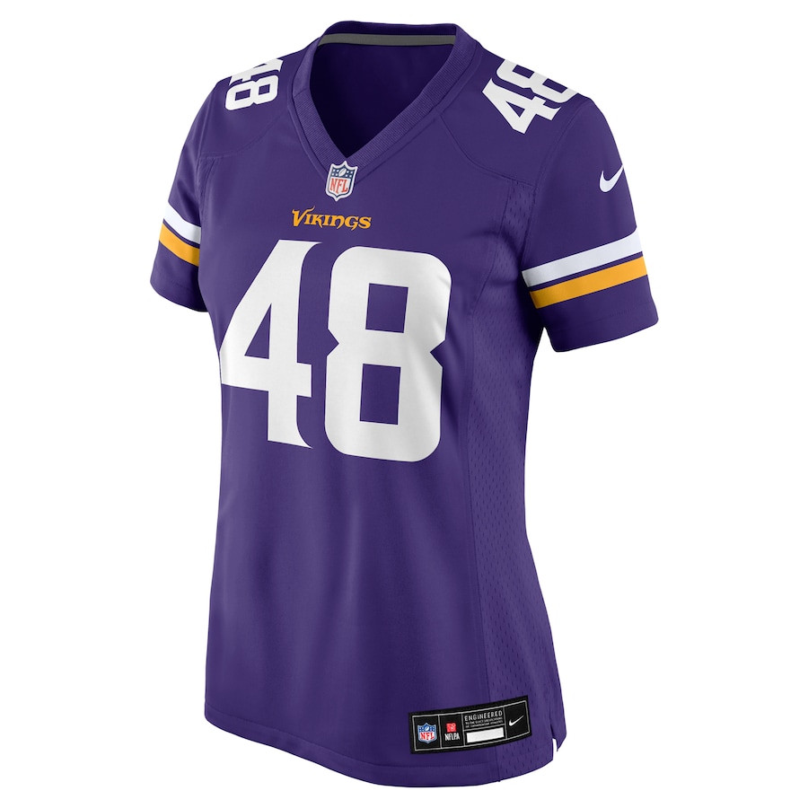 Alternative view of Calvin Munson #48 Minnesota Vikings Game Jersey - Women's | Purple