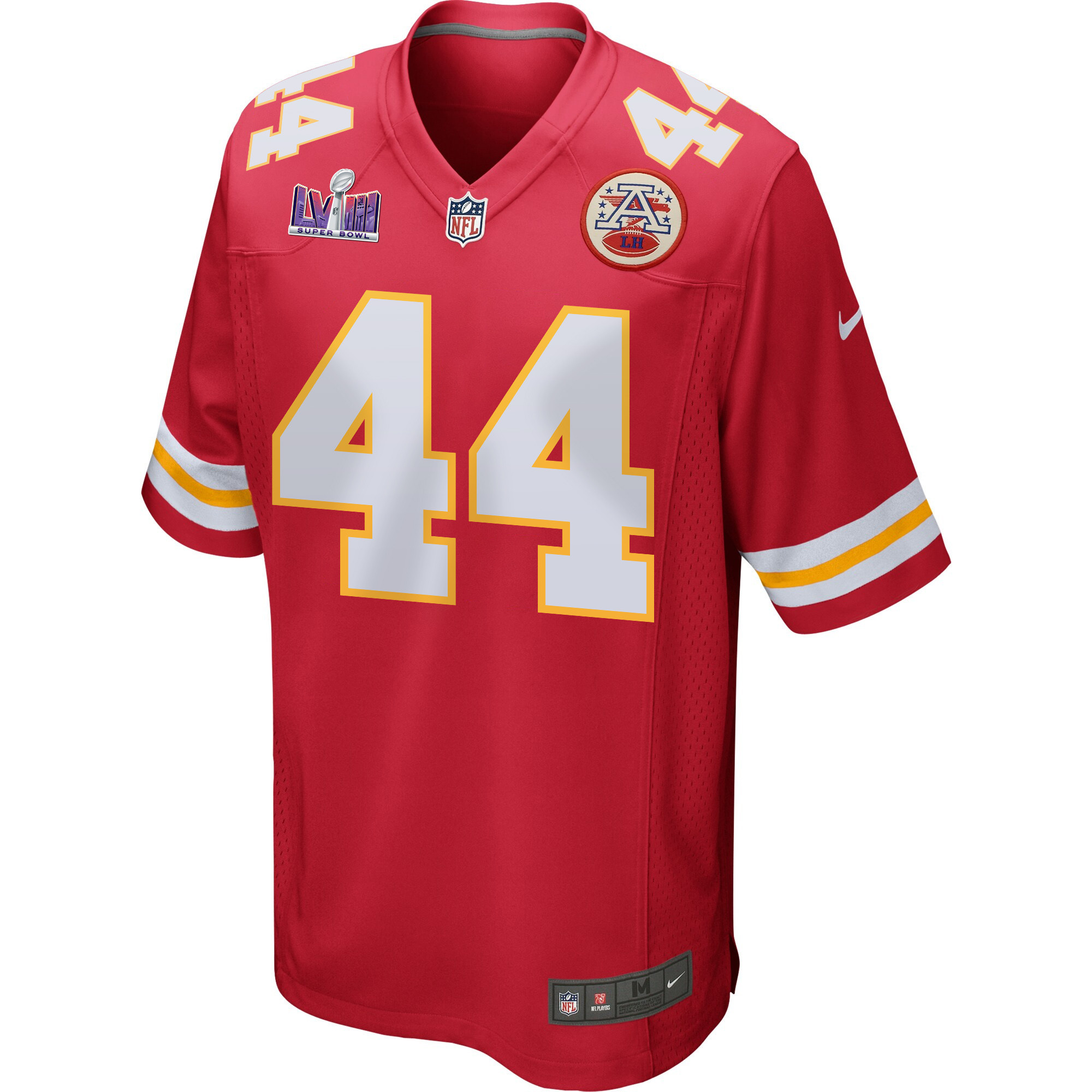 Cam Jones #44 Kansas City Chiefs Super Bowl LVIII Patch Game Jersey - Men's | Red - Image 2