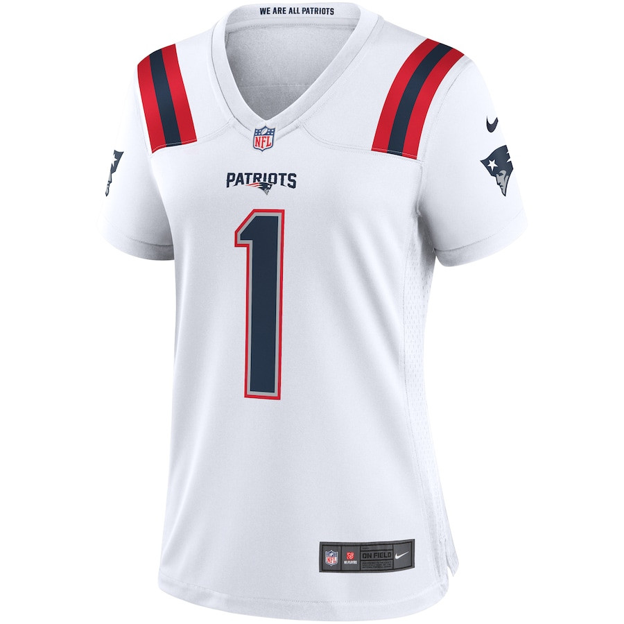 Alternative view of Cam Newton #1 New England Patriots Game Jersey - Women's | White