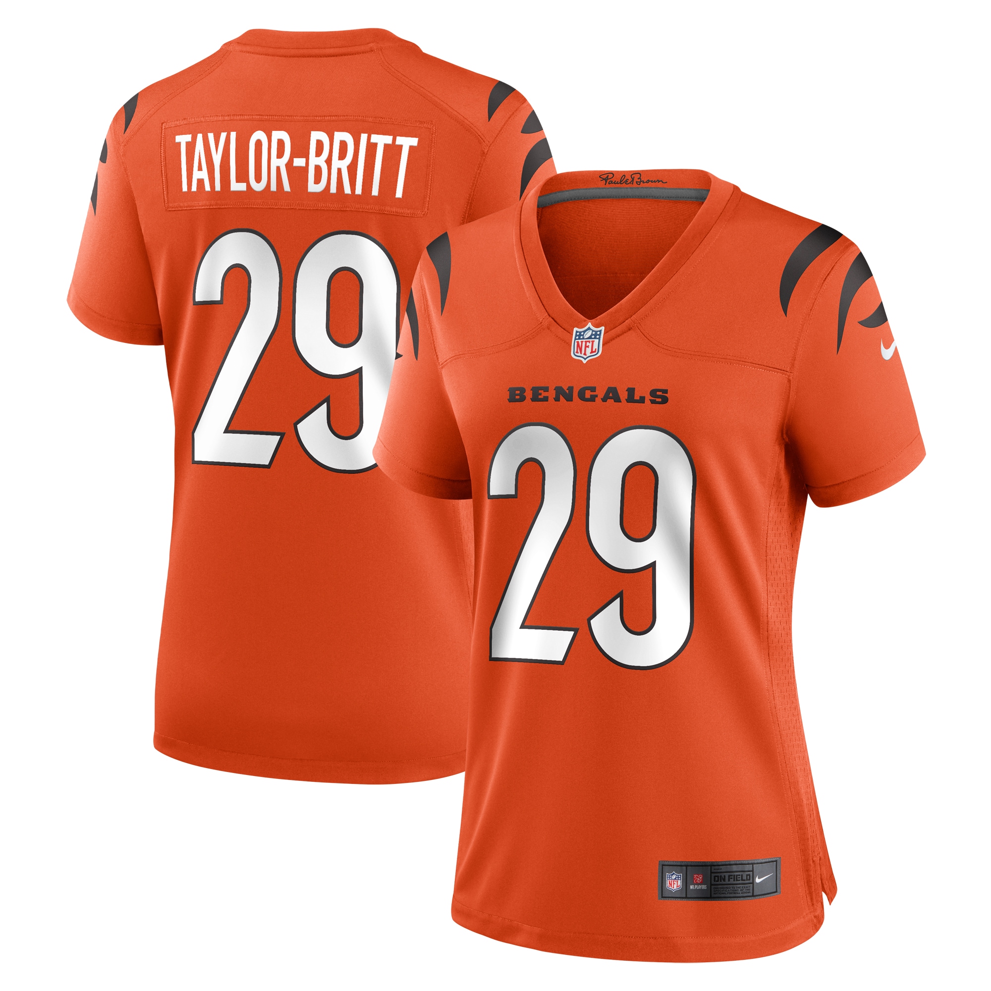Cam Taylor-Britt Cincinnati Bengals Alternate Game Jersey - Women's | Britt Orange Alternate Game Jersey