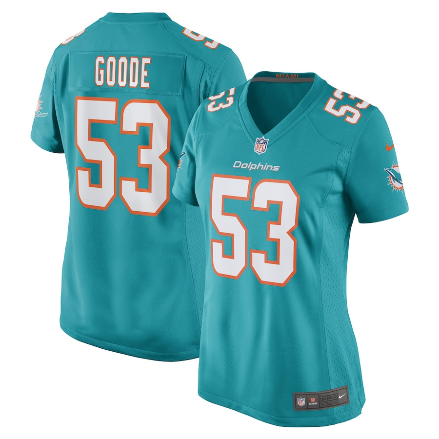 Cameron Goode #53 Miami Dolphins Game Jersey - Women's | Aqua