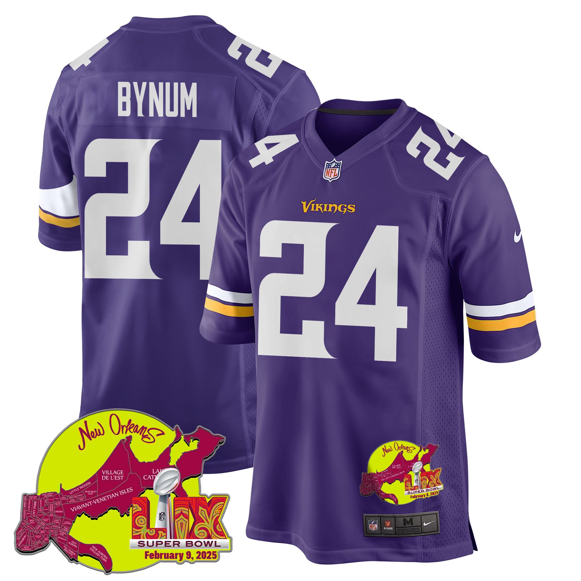 Camryn Bynum #24 Minnesota Vikings Super Bowl LIX Game Jersey - Men's | Purple
