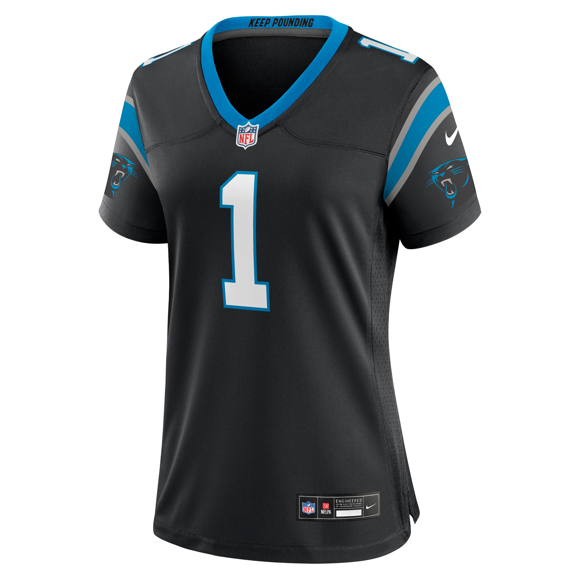 Alternative view of Carolina Panthers Number #1 Carolina Panthers Game Jersey - Women's
