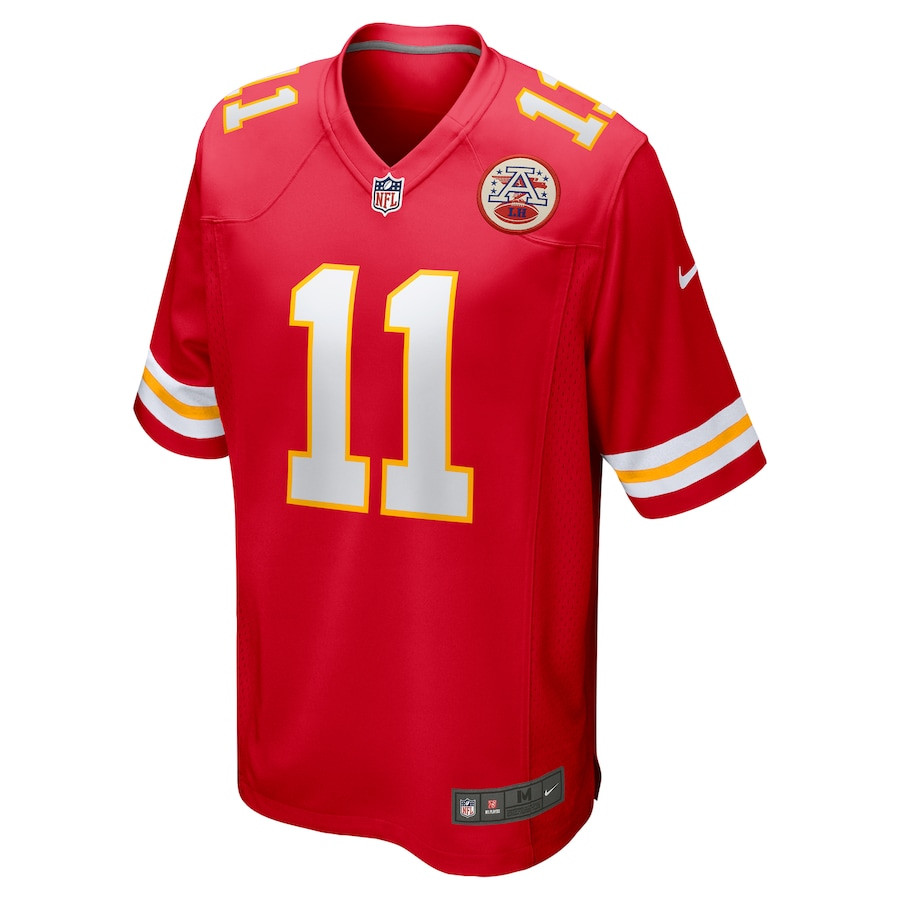 Alternative view of Carson Wentz #11 Kansas City Chiefs Game Jersey - Men's | Red