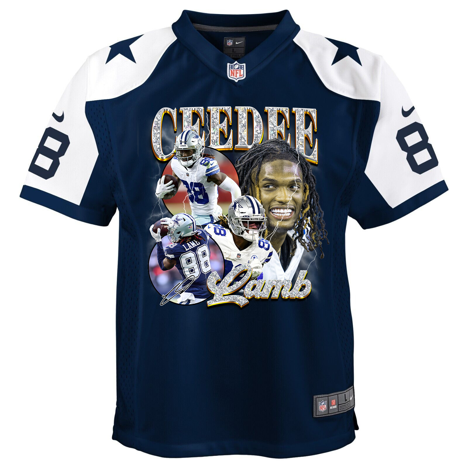 Alternative view of CeeDee Lamb #88 Dallas Cowboys Alternate Game Jersey - Youth