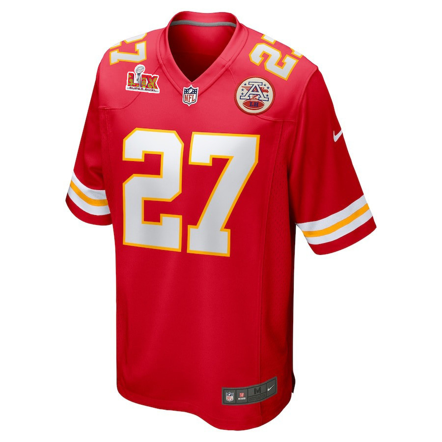Alternative view of Chamarri Conner #27 Kansas City Chiefs Super Bowl LIX Game Jersey - Men's | Red