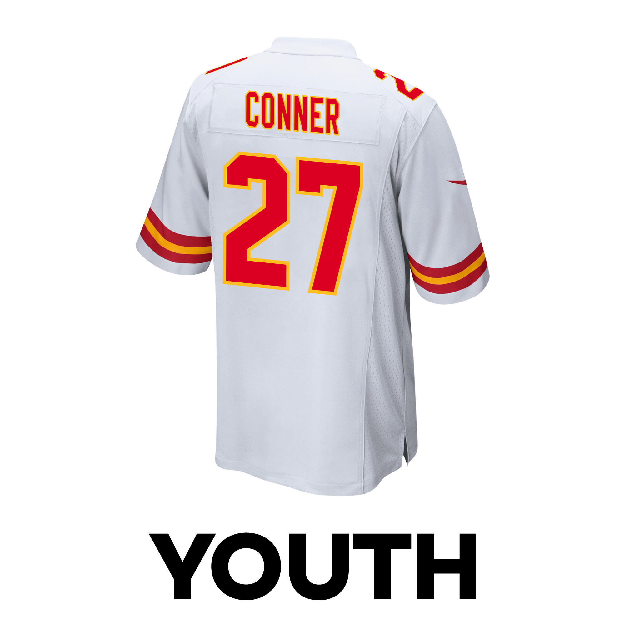Chamarri Conner #27 Kansas City Chiefs Super Bowl LVIII Champions 4 Stars Patch Game Jersey - Youth | White - Image 3