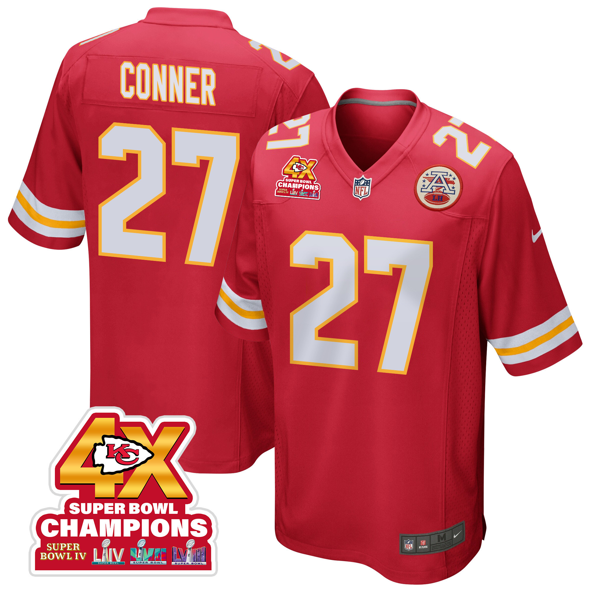 Chamarri Conner #27 Kansas City Chiefs Super Bowl LVIII Champions 4X Game Jersey - Men's | Red