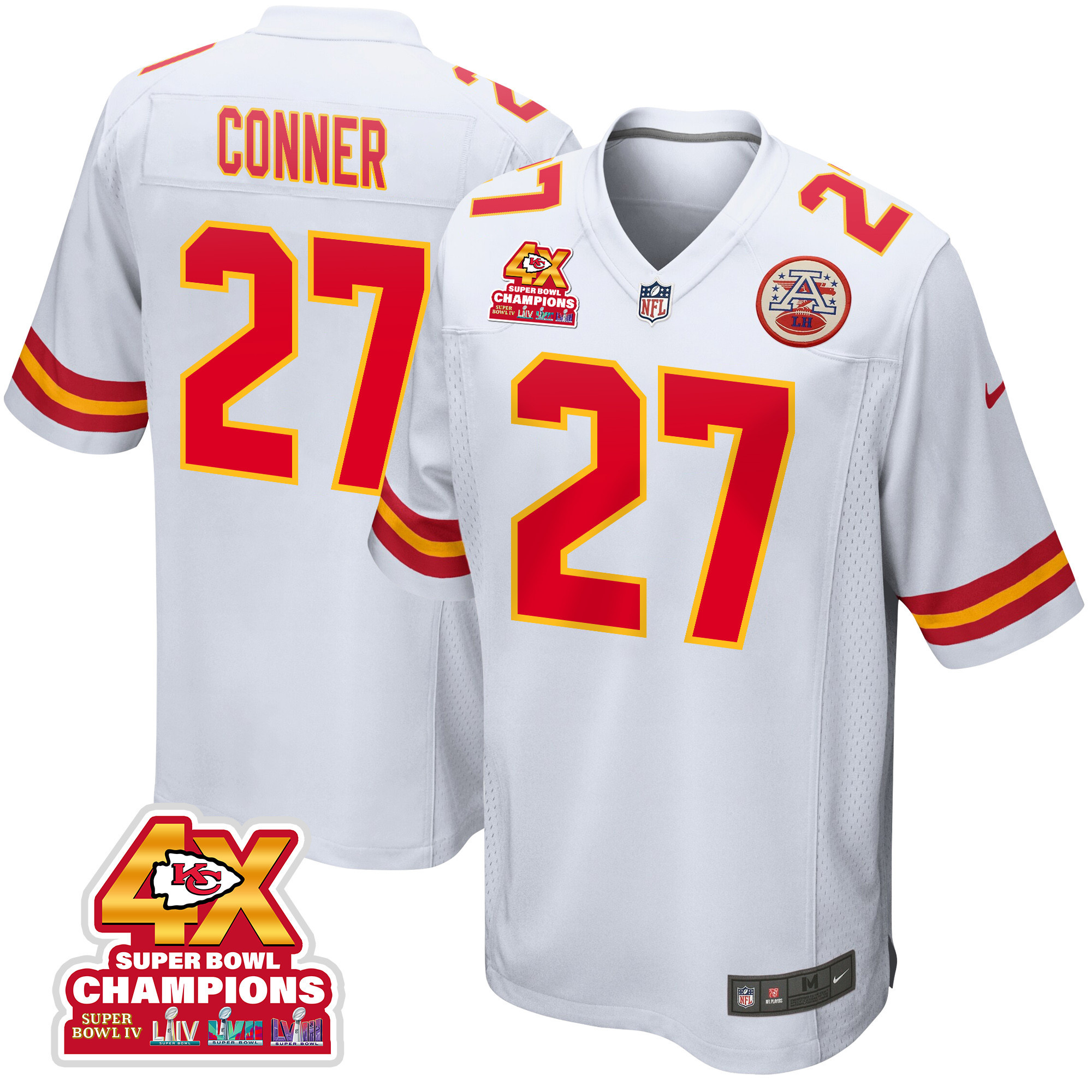 Chamarri Conner #27 Kansas City Chiefs Super Bowl LVIII Champions 4X Game Jersey - Men's | White
