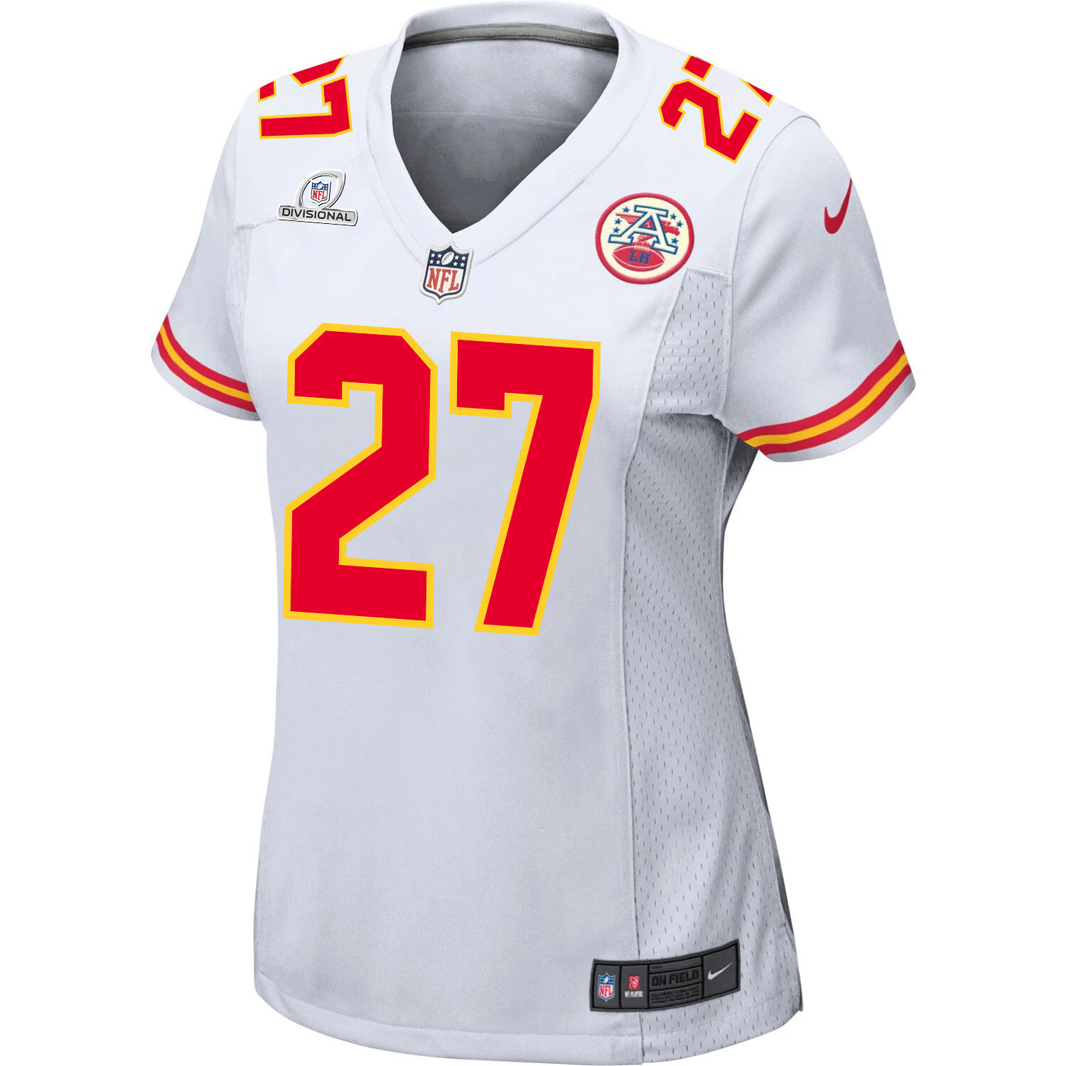 Alternative view of Chamarri Conner #27 Kansas City Chiefs Super Bowl LVIII Patch Game Jersey - Women's | White