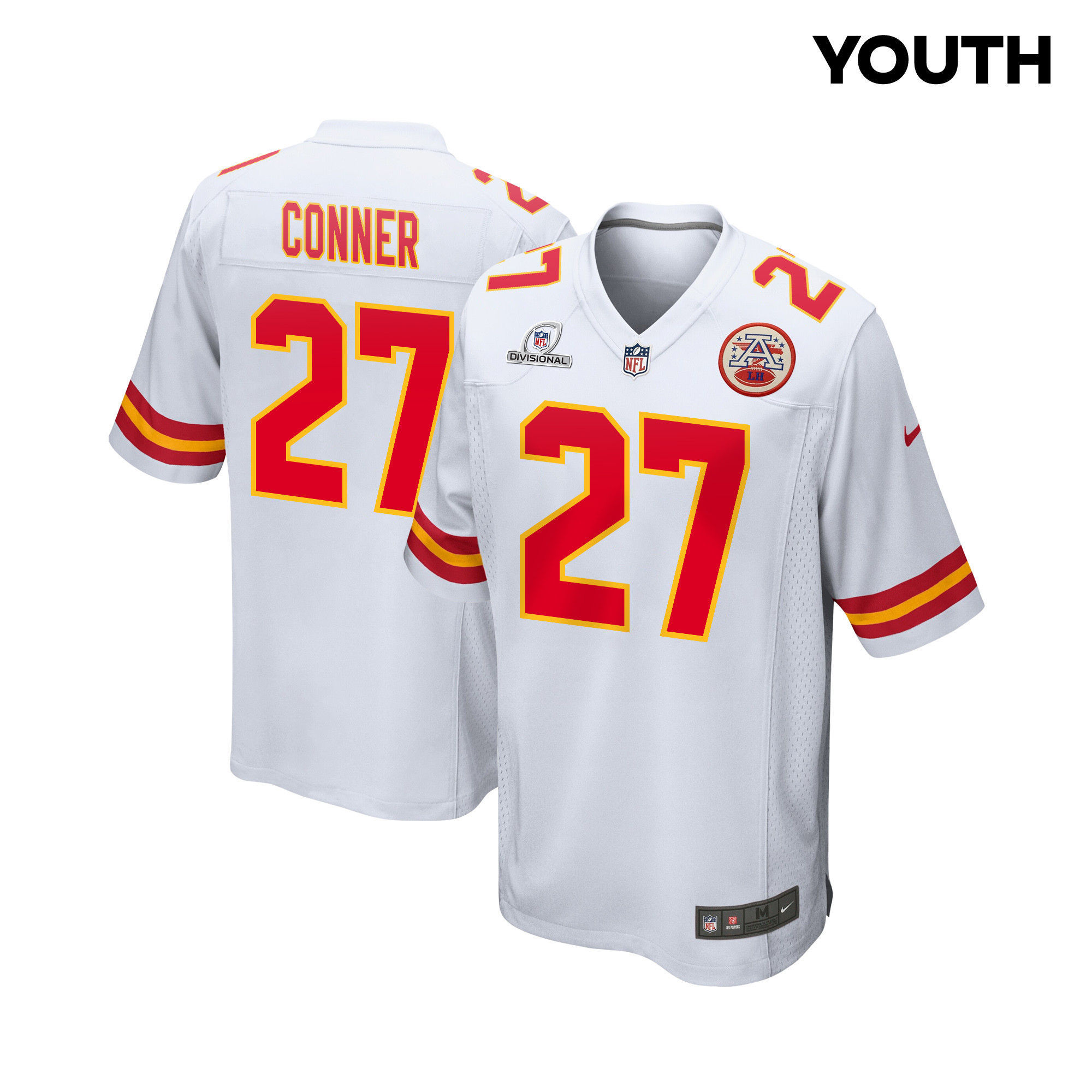 Chamarri Conner #27 Kansas City Chiefs Super Bowl LVIII Patch Game Jersey - Youth | White