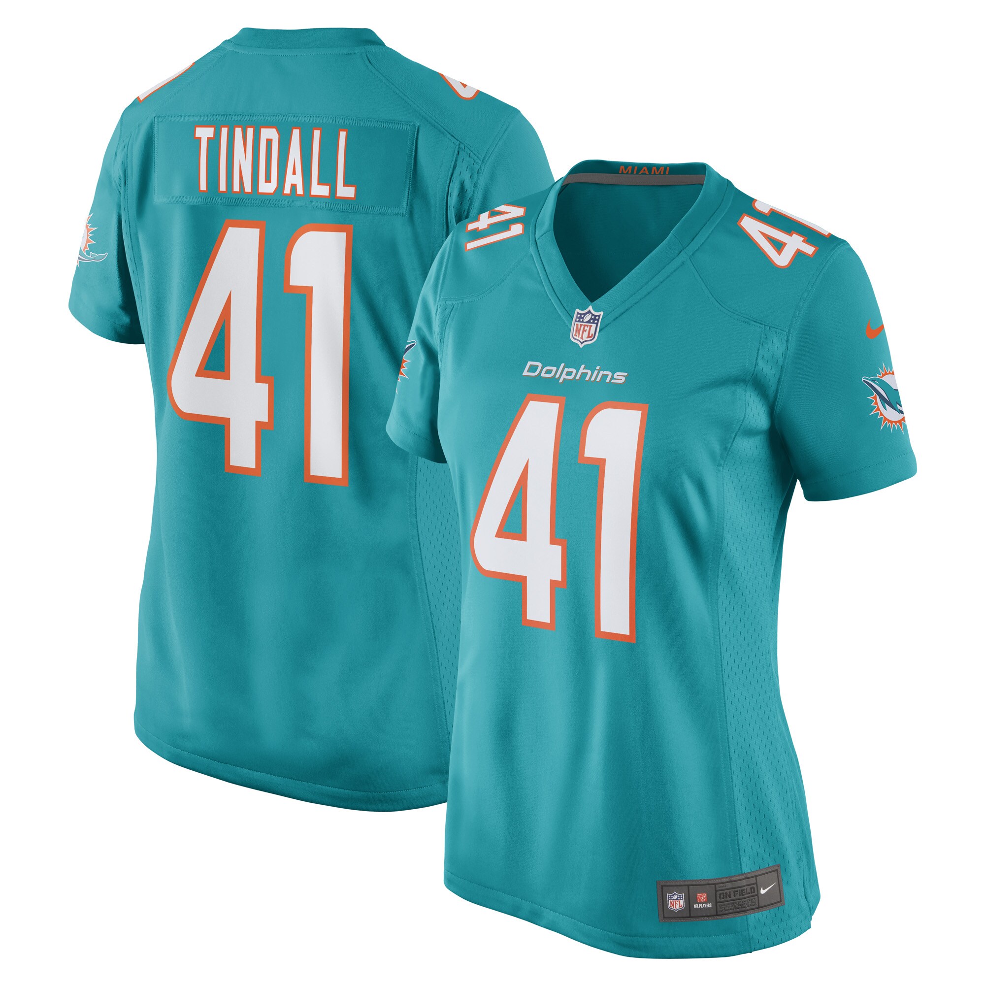Channing Tindall Miami Dolphins Game Jersey - Women's