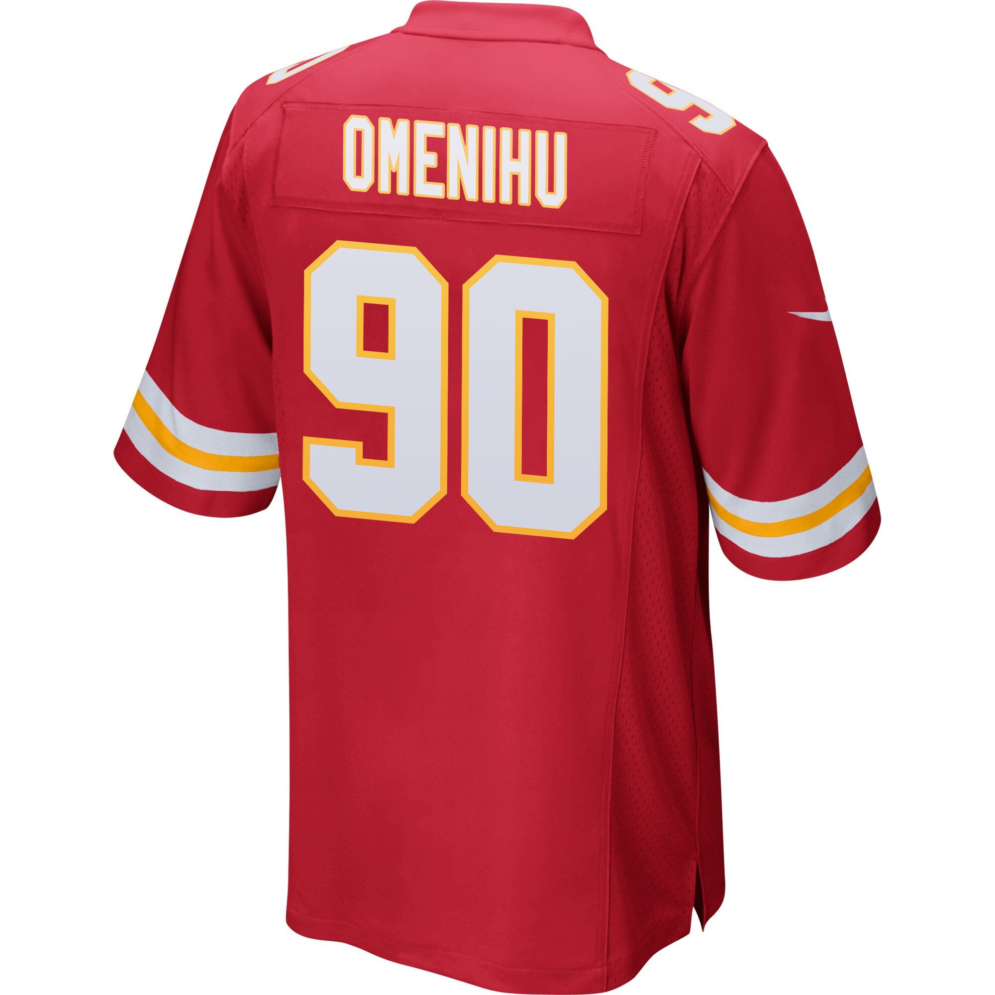 Charles Omenihu #90 Kansas City Chiefs Super Bowl LVIII Champions 4 Stars Patch Game Jersey - Men's | Red - Image 3