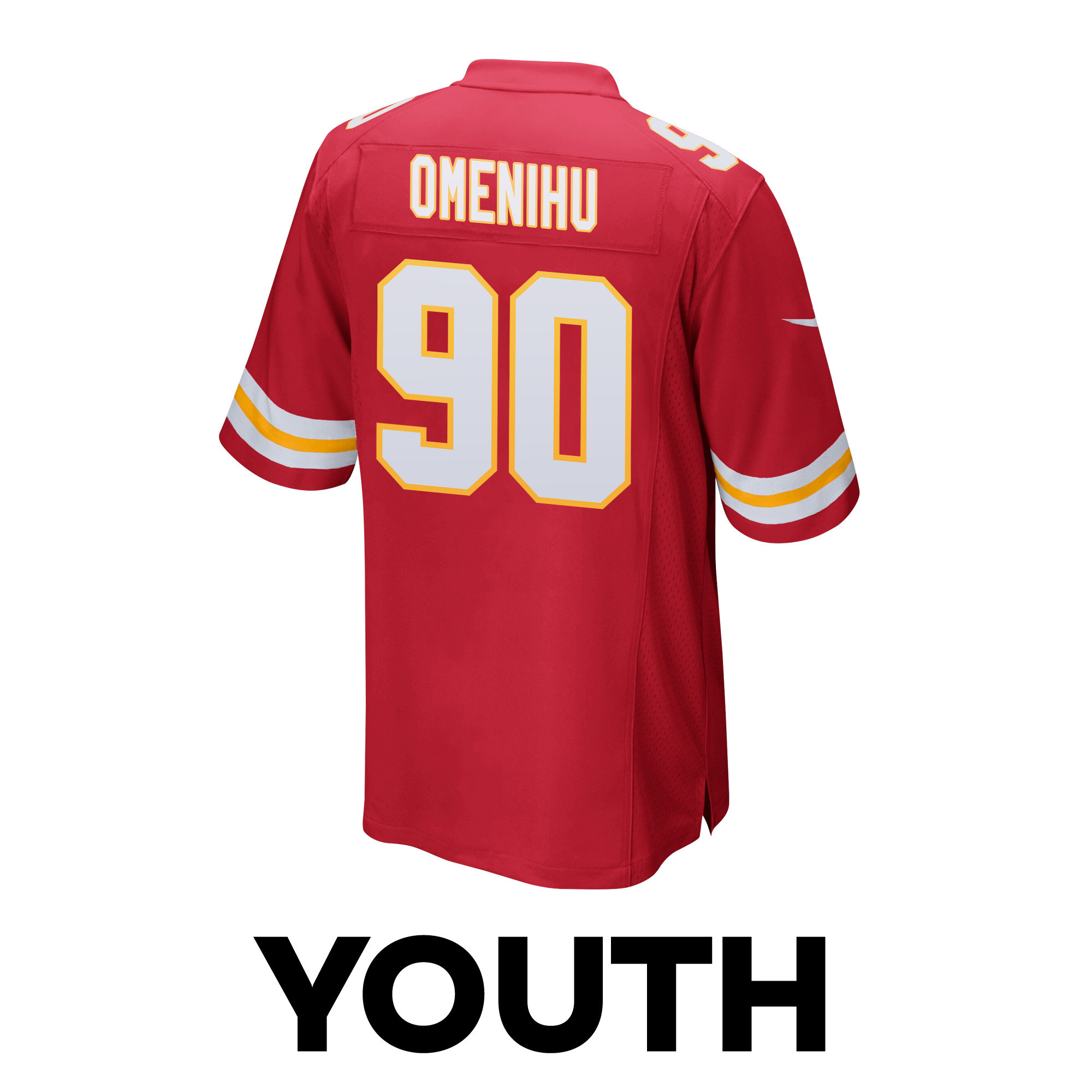Charles Omenihu #90 Kansas City Chiefs Super Bowl LVIII Champions 4 Stars Patch Game Jersey - Youth | Red - Image 3