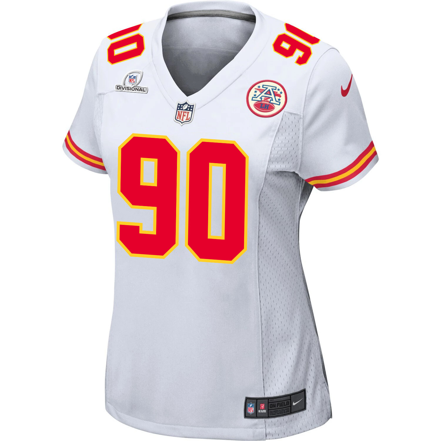 Charles Omenihu #90 Kansas City Chiefs Super Bowl LVIII Patch Game Jersey - Women's | White - Image 2