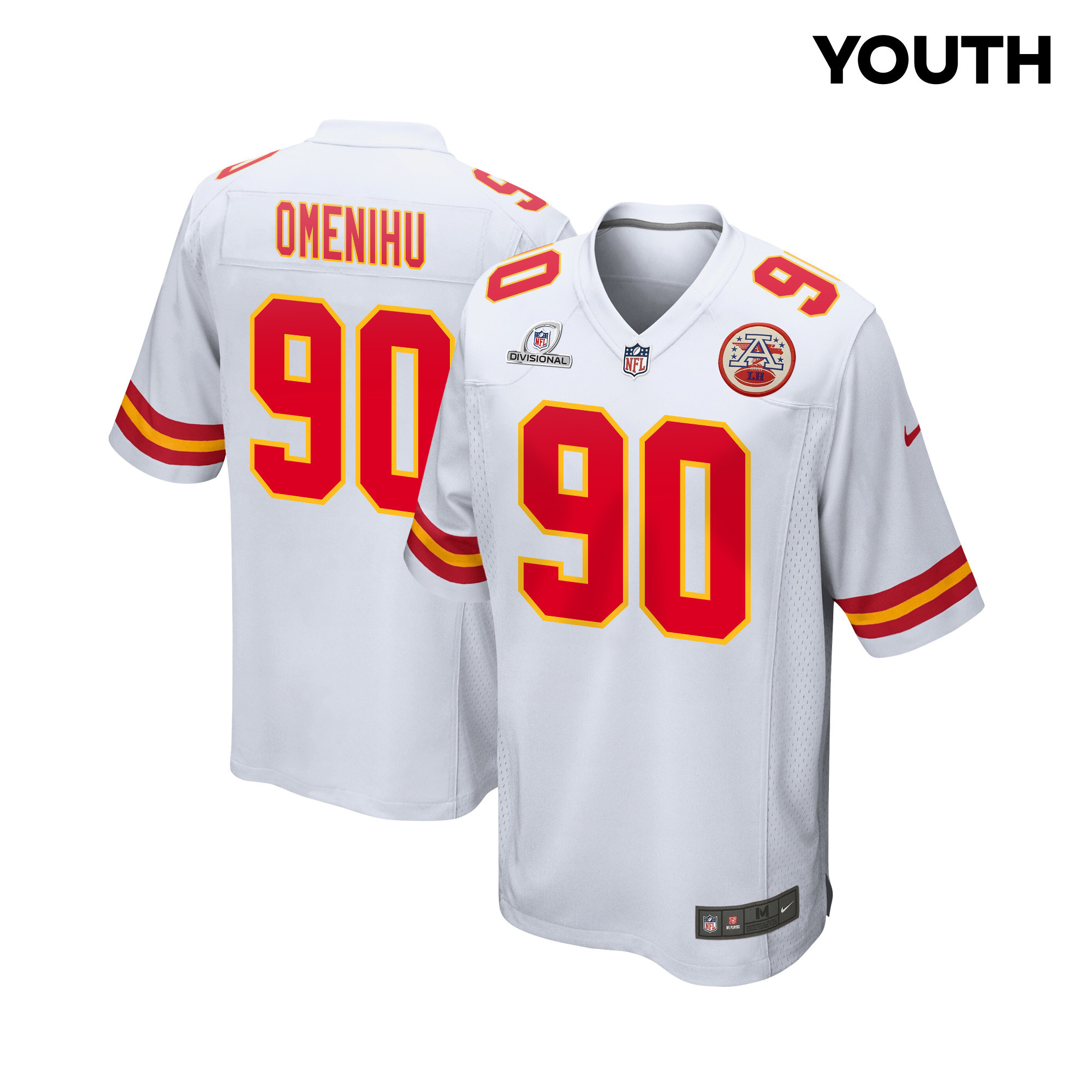 Charles Omenihu #90 Kansas City Chiefs Super Bowl LVIII Patch Game Jersey - Youth | White