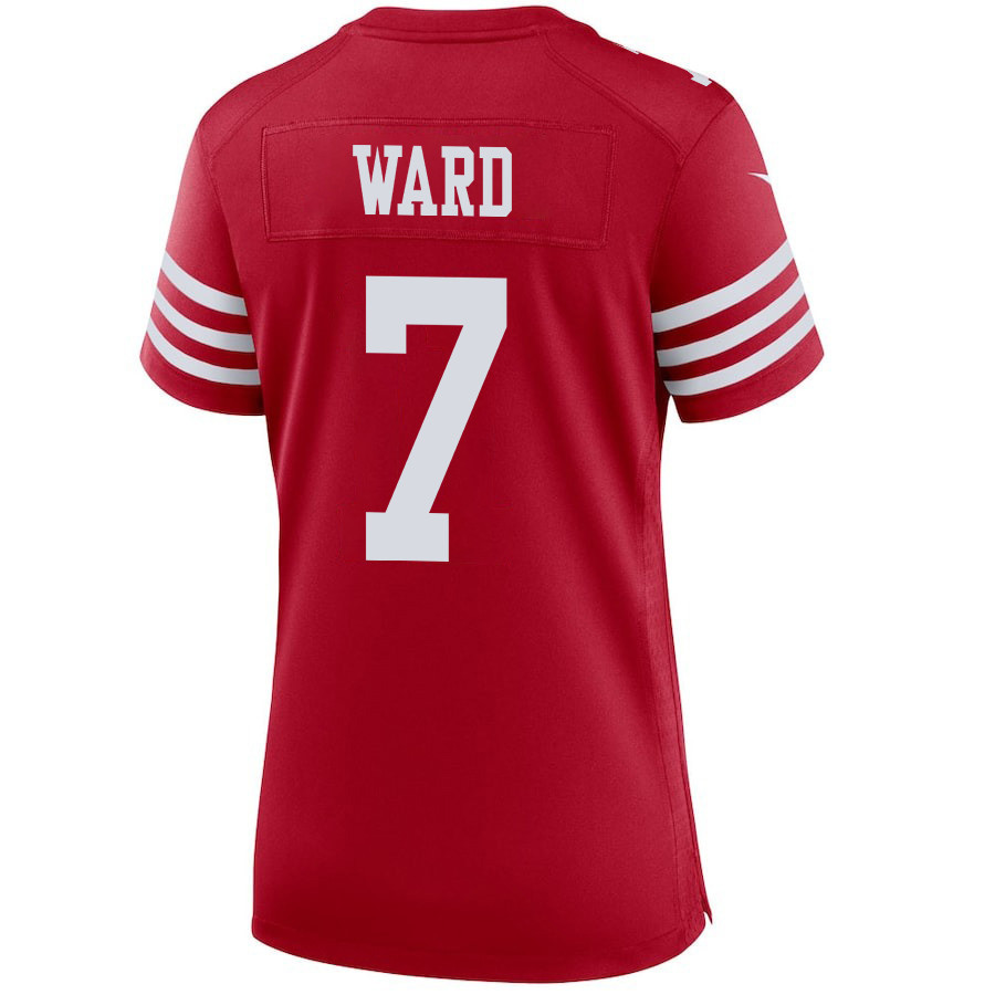 Charvarius Ward #7 San Francisco 49ers Super Bowl LVIII Patch Game Jersey - Women's | Scarlet - Image 3