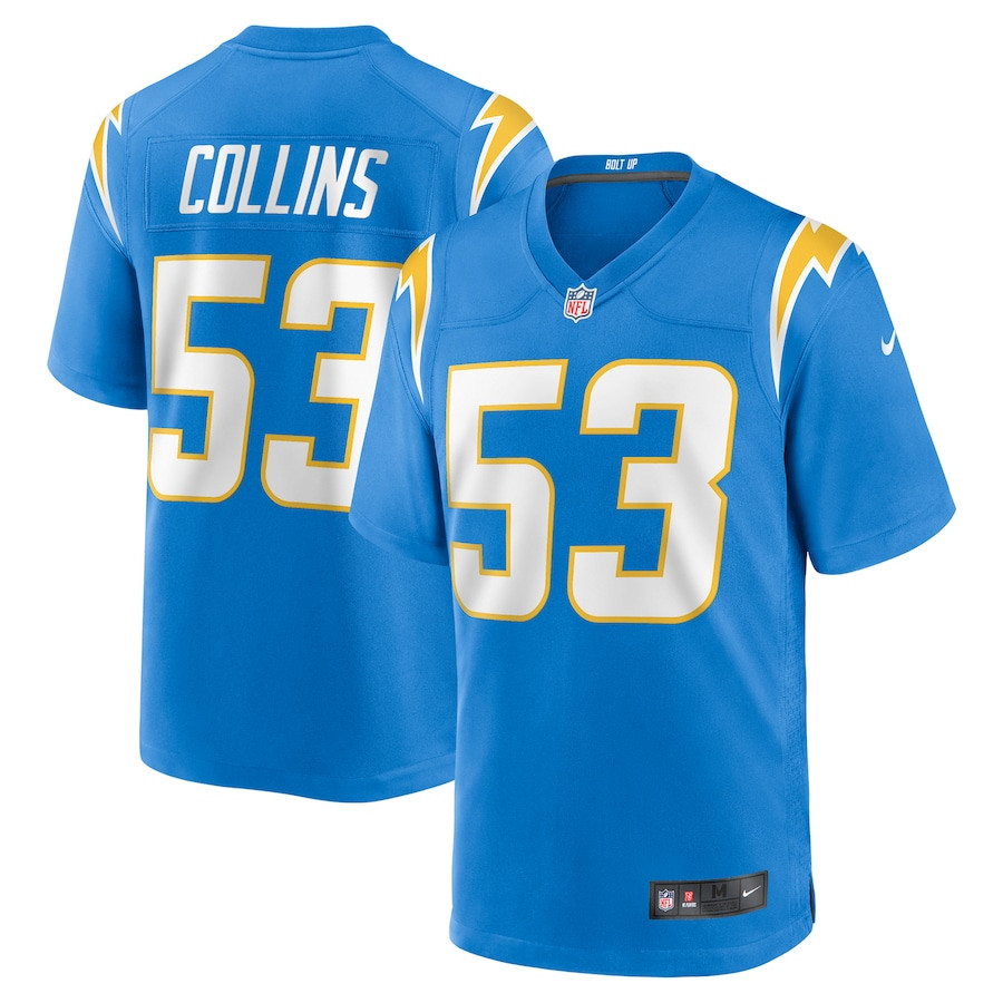 Chris Collins #53 Los Angeles Chargers Game Jersey - Men's | Powder Blue