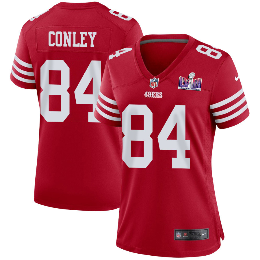 Chris Conley #84 San Francisco 49ers Super Bowl LVIII Patch Game Jersey - Women's | Scarlet