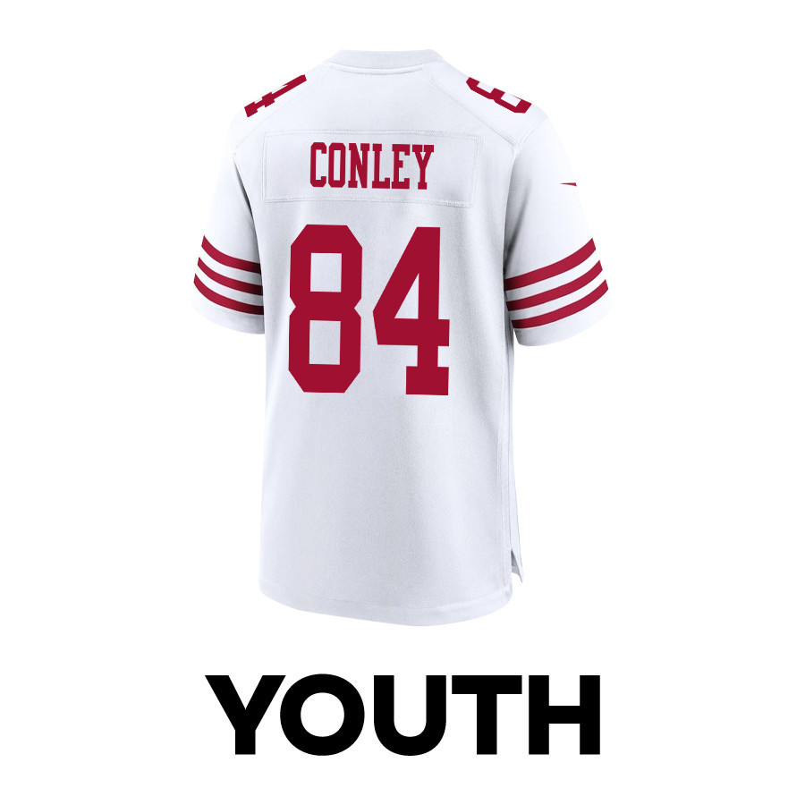 Chris Conley #84 San Francisco 49ers Super Bowl LVIII Patch Game Jersey - Youth | White - Image 3