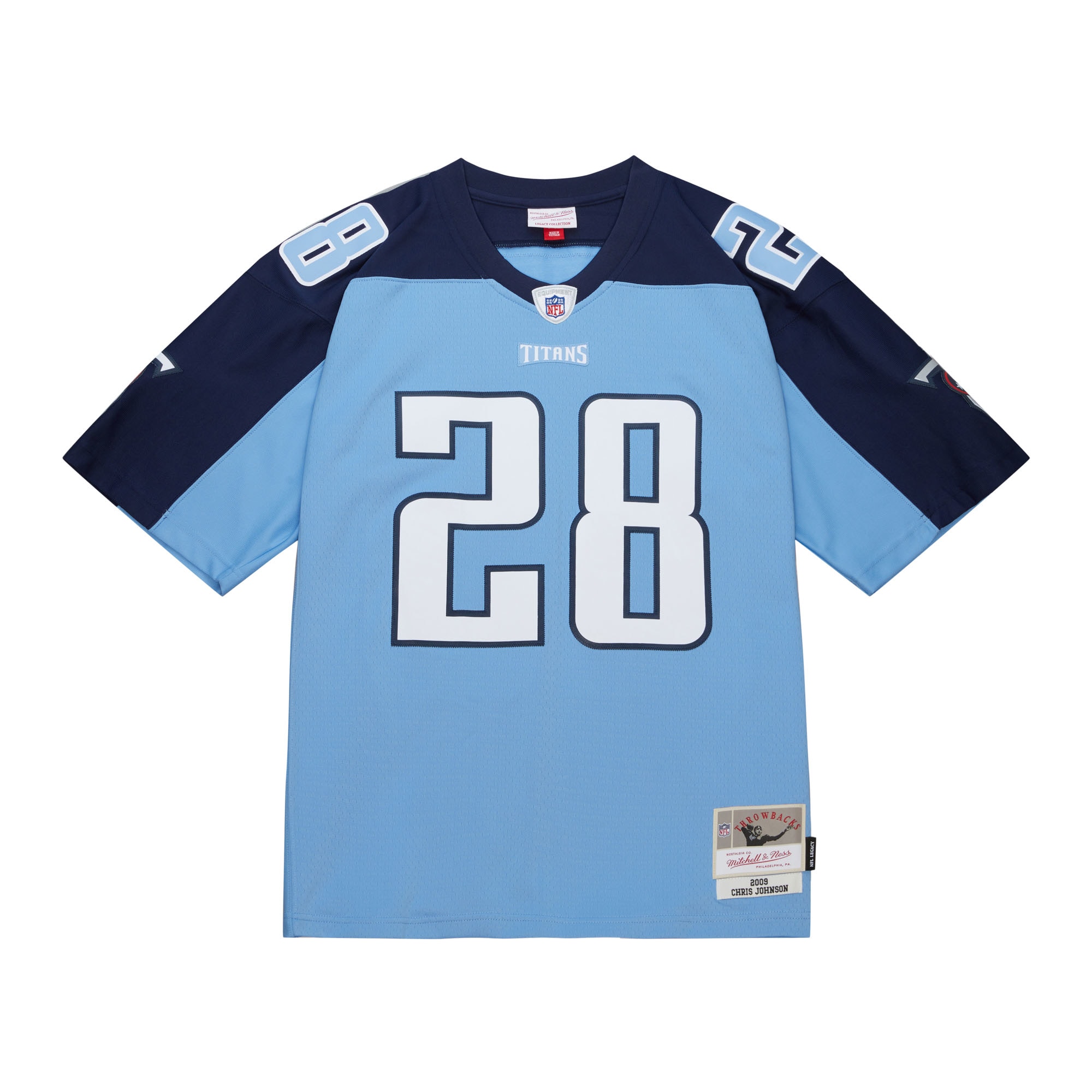Alternative view of Chris Johnson Mitchell & Ness Light Tennessee Titans Game Jersey - Men's