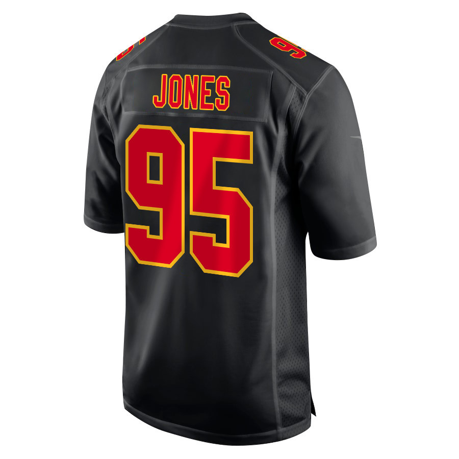 Chris Jones #95 Kansas City Chiefs Super Bowl LVIII Champions 4 Stars Patch Game Jersey - Men's | Carbon Black - Image 3
