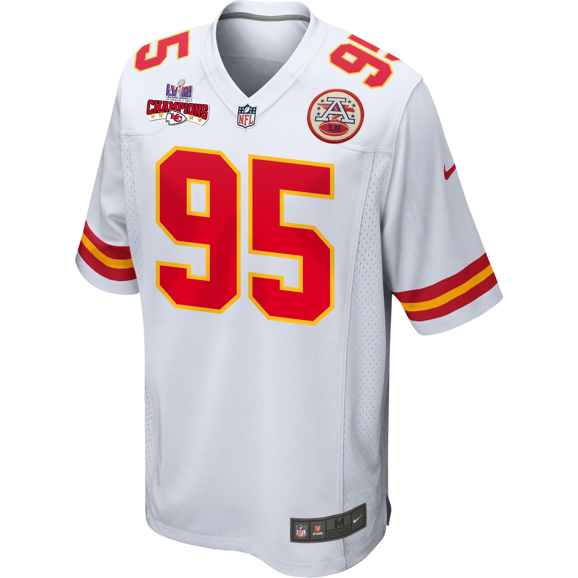 Chris Jones #95 Kansas City Chiefs Super Bowl LVIII Champions 4 Stars Patch Game Jersey - Men's | White - Image 2