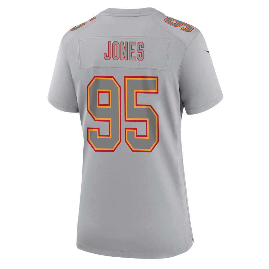 Chris Jones #95 Kansas City Chiefs Super Bowl LVIII Champions 4 Stars Patch Game Jersey - Women's | Gray - Image 3