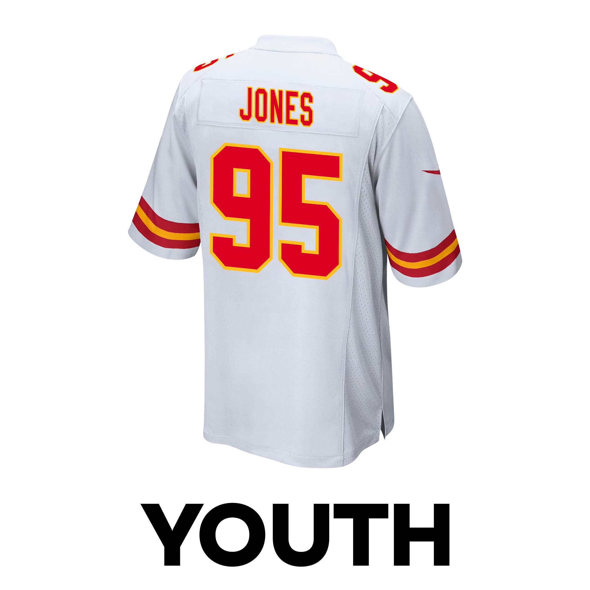 Chris Jones #95 Kansas City Chiefs Super Bowl LVIII Champions 4 Stars Patch Game Jersey - Youth | White - Image 3