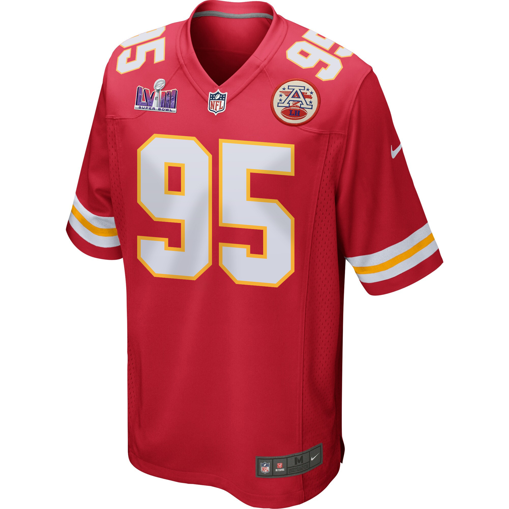 Alternative view of Chris Jones #95 Kansas City Chiefs Super Bowl LVIII Patch Game Jersey - Men's | Red