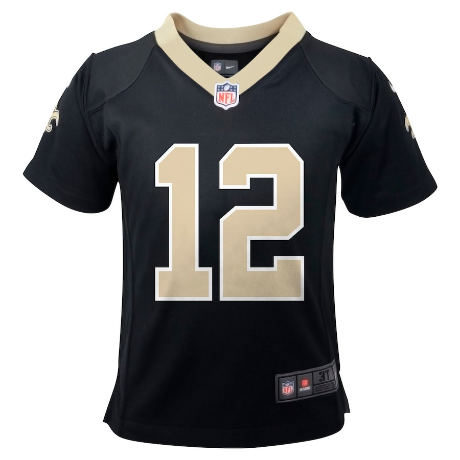 Alternative view of Chris Olave #12 New Orleans Saints Game Jersey - Youth | Black