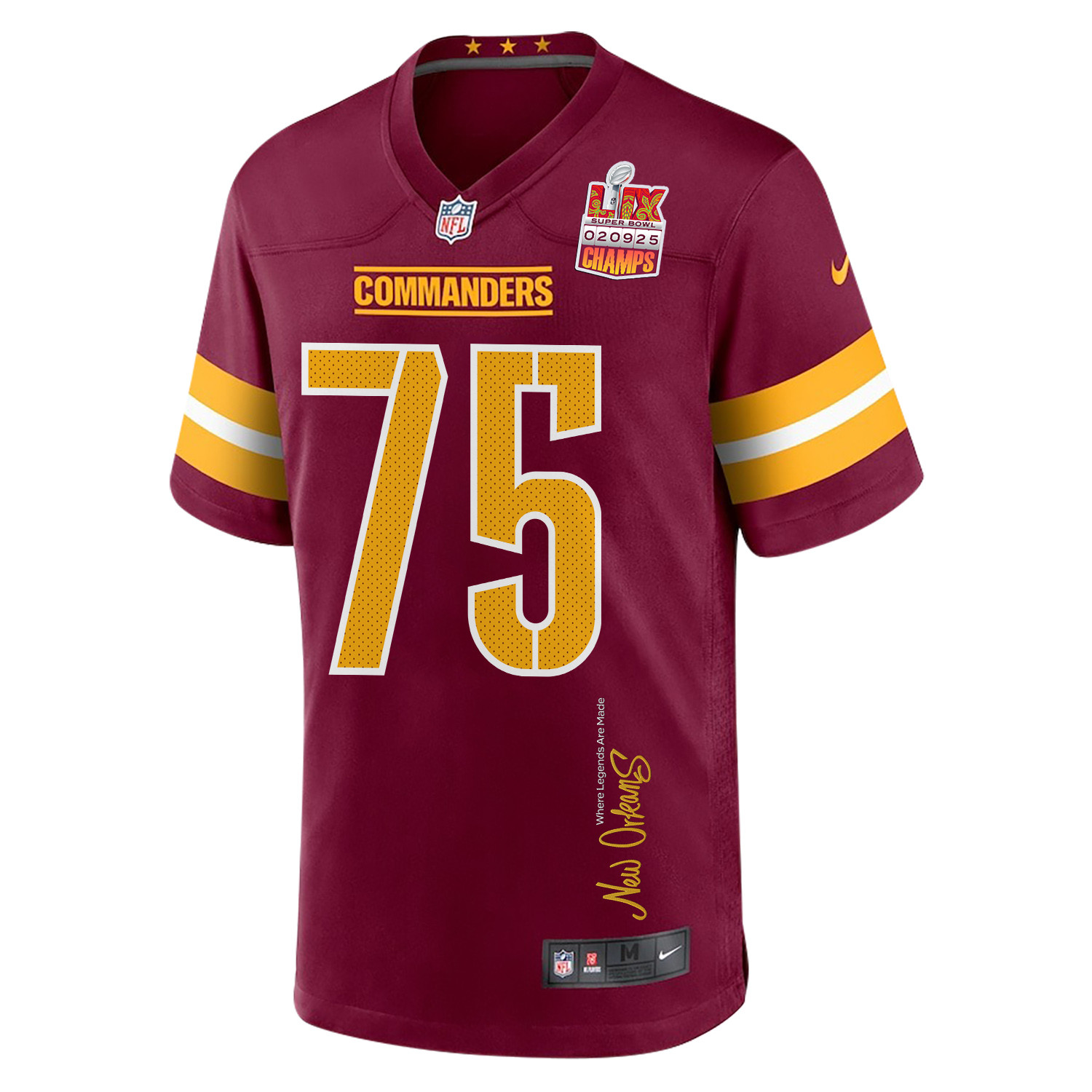 Chris Paul #75 Washington Commanders Super Bowl LIX Champions Patch Legend Jersey - Men's | Burgundy - Image 3